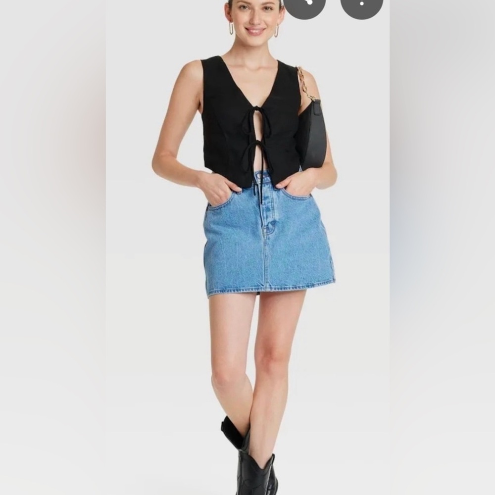 Western Style Universal Thread Women Blue Denim Mini Skirt sz 12/3